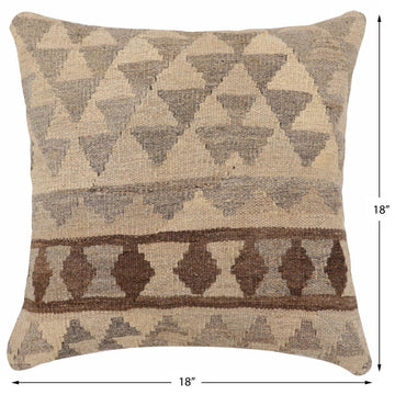 handmade Traditional Pillow Beige Gray Hand-Woven SQUARE 100% WOOL Hand woven turkish pillow2' x 2'